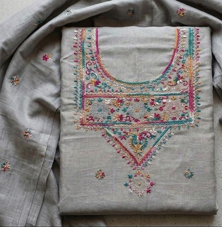 Unstitched Shirt Masuri Fabric with Hand Embroidery