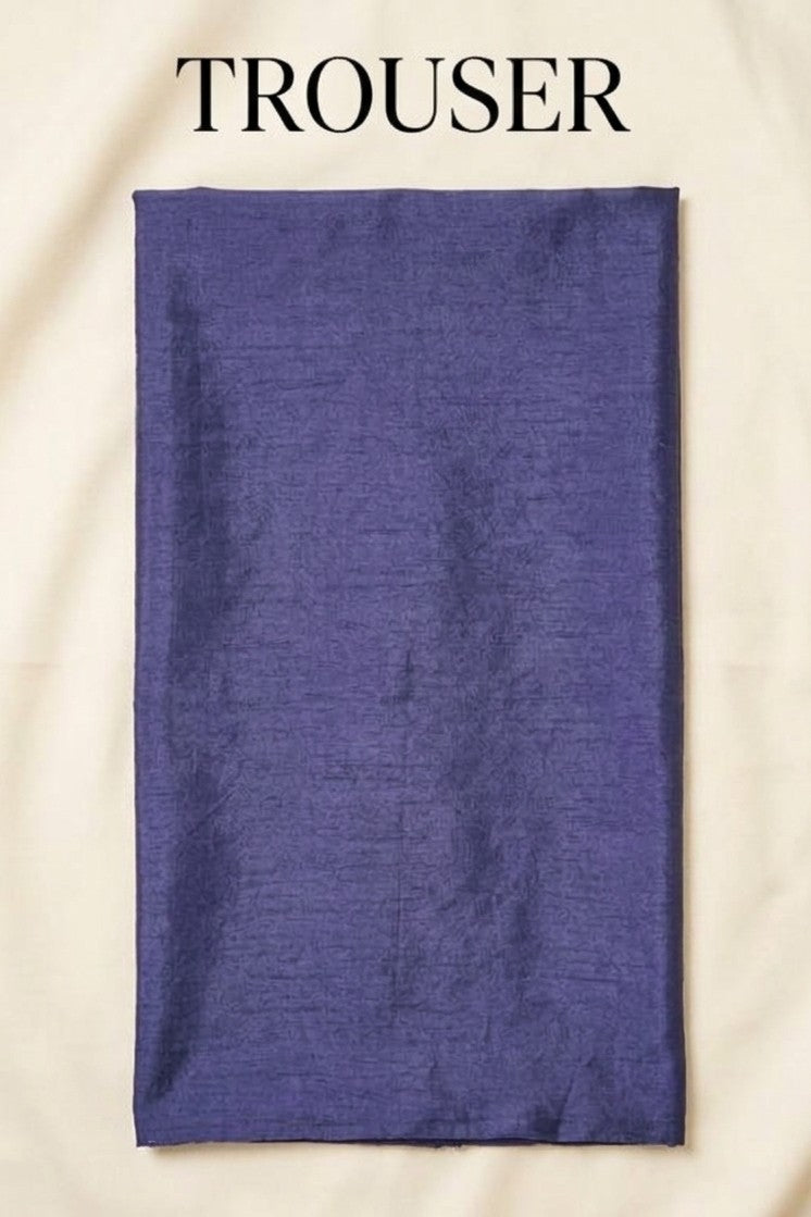 Kataan Silk 3-Piece Embroidered Unstitched Suit-- Navy Blue – Shirt, Trouser & Medium Silk Dupatta