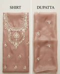 Embroidered Sheesha Silk Unstitched Dress 4 piece – Pink Color | AYM Studio